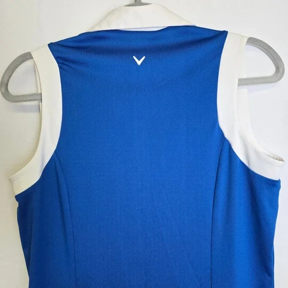 Callaway Colorblock Sleeveless Golf Polo, Opti-Dri, Blue/White, Women's Medium - Picture 7 of 8